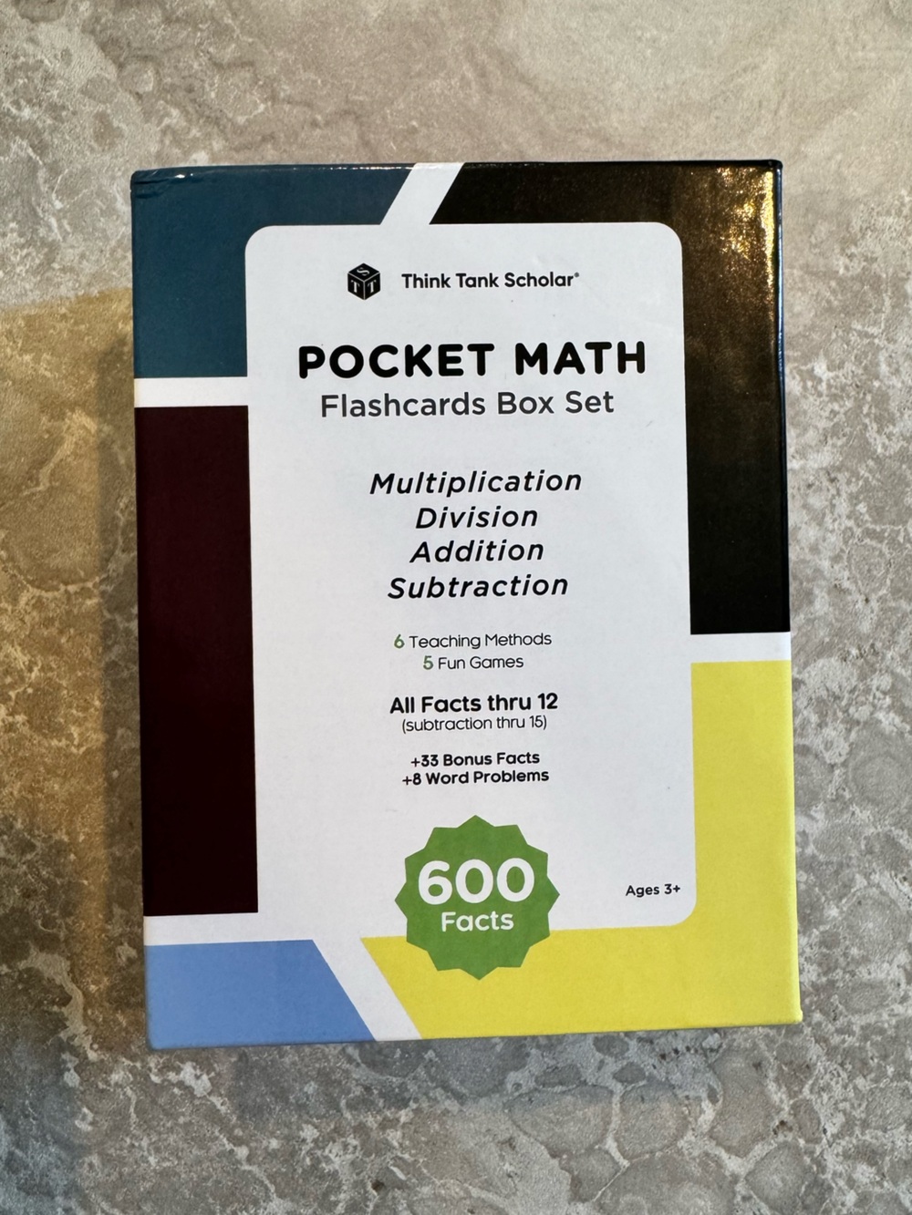 Think Tank Scholar Pocket Math Flashcards Box Set 600 Facts Addition Subtraction